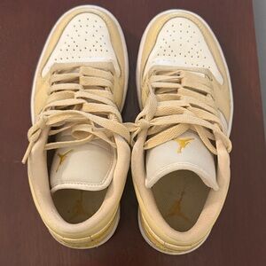 Jordan Women's Athletic Shoes in Cream and Yellow